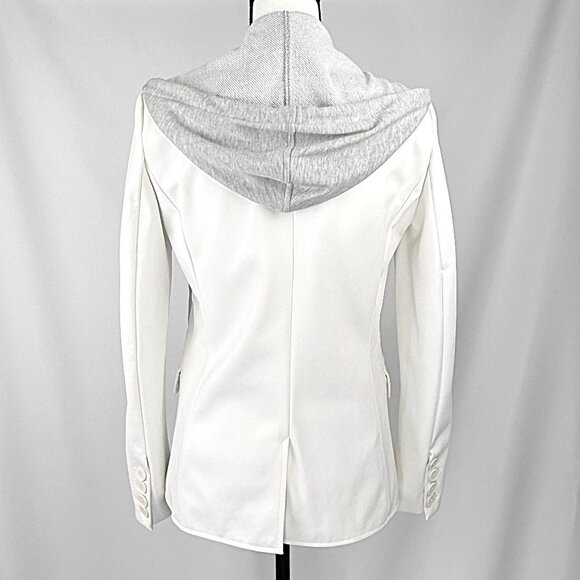 Central Park West White Faux Leather Blazer with Removable Gray Dickie, Size S - Picture 2 of 7